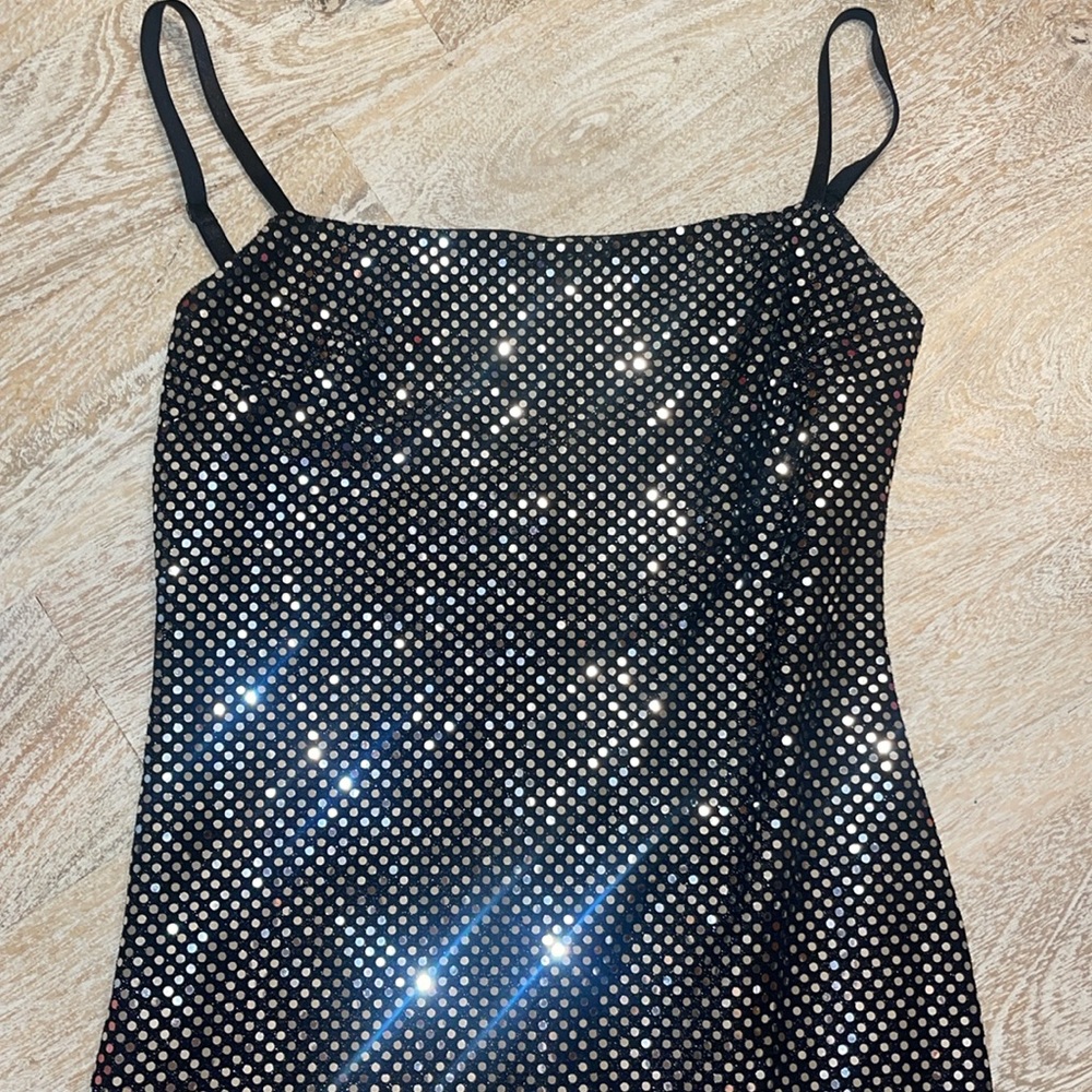 Vintage 1990s Formula X Silver Black Disco Dress